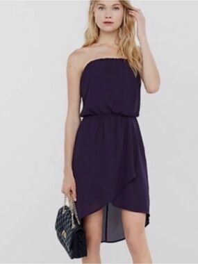 Express Strapless Purple High-Low Dress
